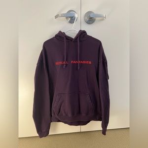 vetements purple slogan hoodie